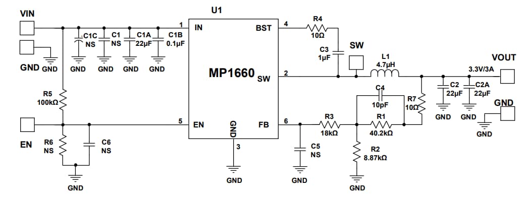 Schematic - Monolithic Power Systems (MPS) EV1660-TF-00A Evaluation Board